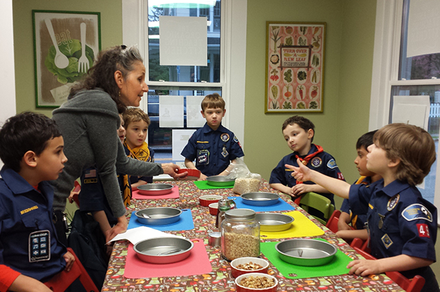 Boy Scout troop cooking class