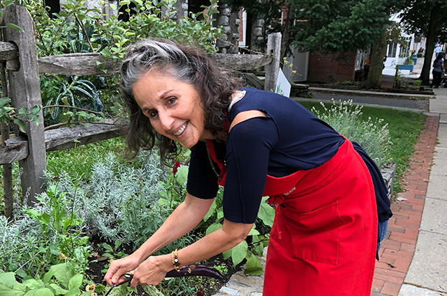 Susan Chasen in the Organic Teaching Garden