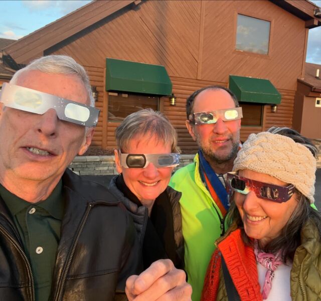 Despite the clouds in #rochester, the moments  of totality, near darkness was totally amazing. We still enjoyed using our glasses to view the sun after the #eclipse #totality #solareclipse2024 @vskemanis