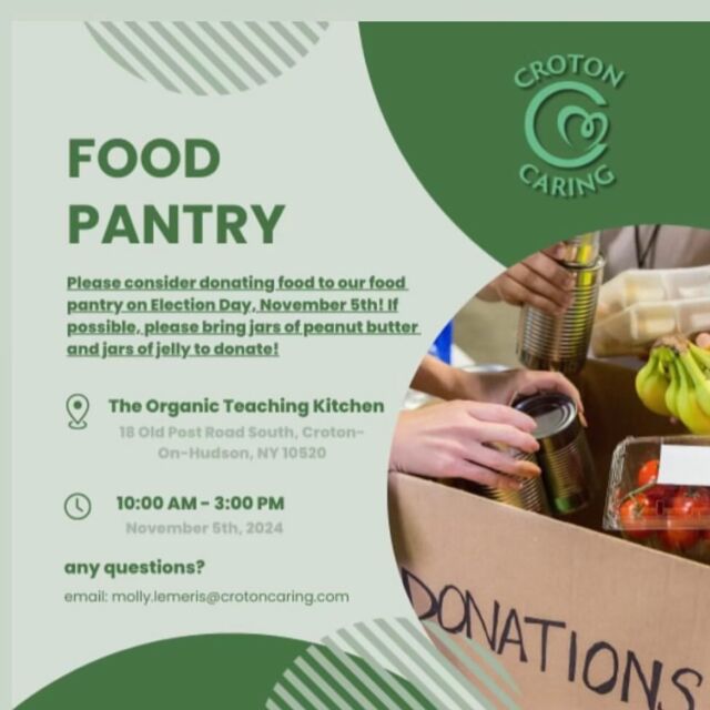 Please consider donating to the @crotoncaring #foodpantry. They are collecting jars of peanut butter or jelly Election Day, Tuesday Nov 5th at @theorganicteachingkitchen. While you are there, stop in for a FREE COOKING DEMO, I’ll be sampling chocolate energy bites, bring the kids! Also, Lisa from @brooklynembodied will be offering FREE PILATES CLASSES ON THE HOUR. #cookingdemo #pilates #pilatesmat #croton #westchesterny #hudsonvalley